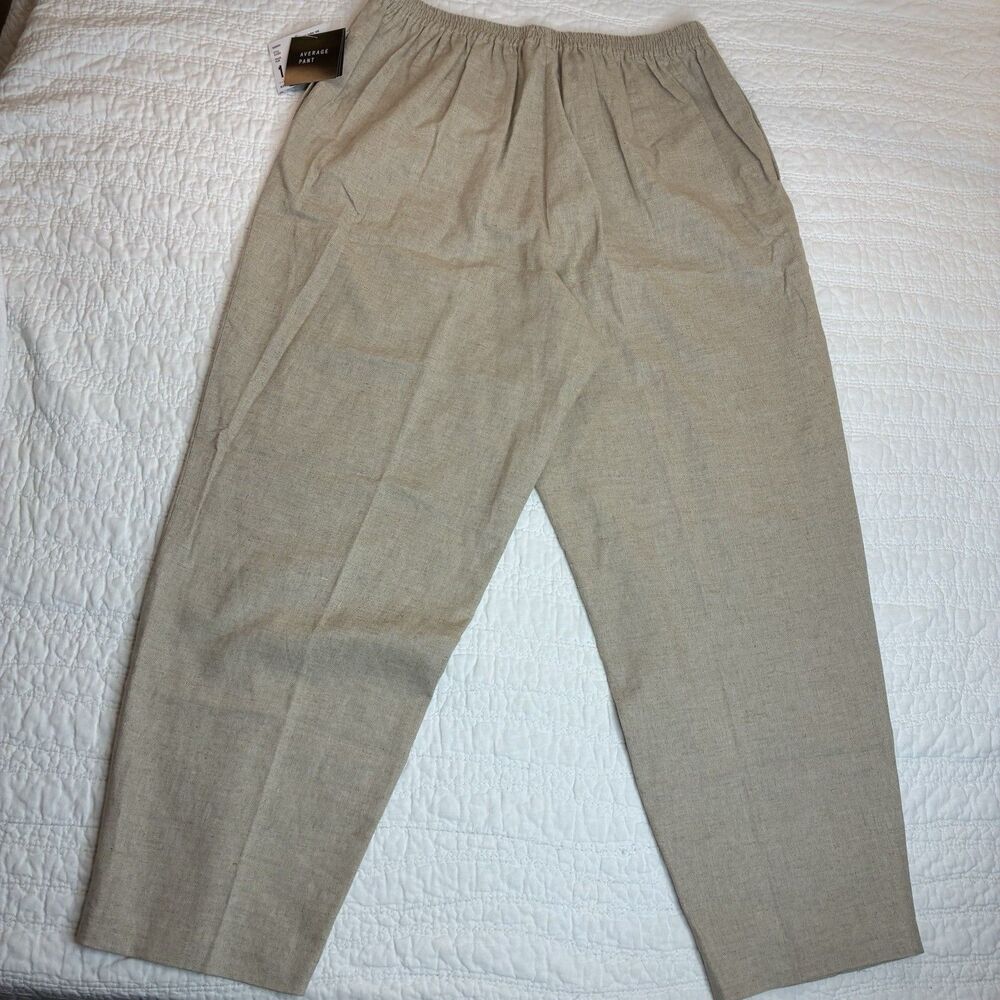 NEW women's Sag Harbor linen rayon beige pants plus size 16W capsule pull-on